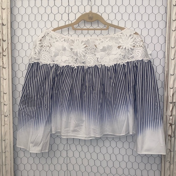 Milly Lilly Ombré Striped Off The Shoulder Crop Top - Picture 2 of 8